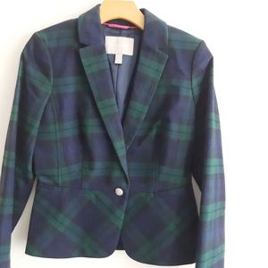 Banana Republic EUC Blackwatch Tartan Plaid Peplum Blazer